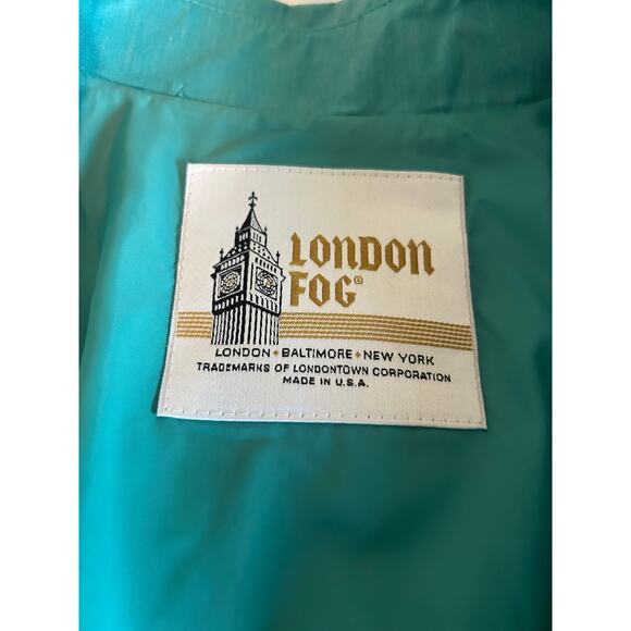 London Fog double breasted beautiful blue/green light weight trench/rain coat 8P - Picture 3 of 9